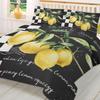Vintage Farm Fruit Lemon Plaid Black Duvet Cover With Pillow Case Custom 3pcs Bedding Set Quilt Cover Double Bed Home Textile