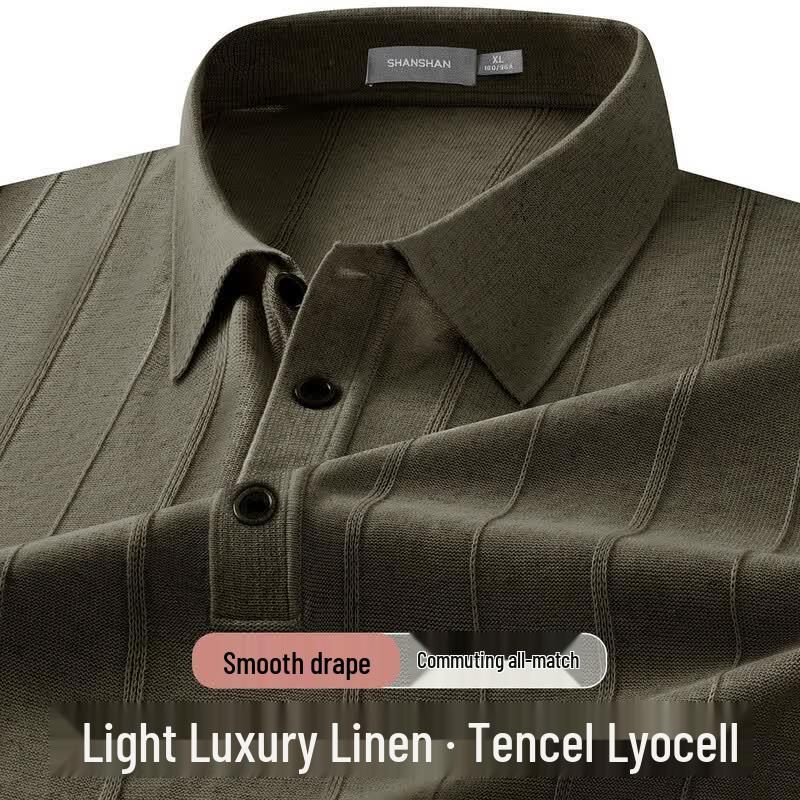 SHANSHAN Men s Quiet Luxury Jacquard Knit Polo Shirt L