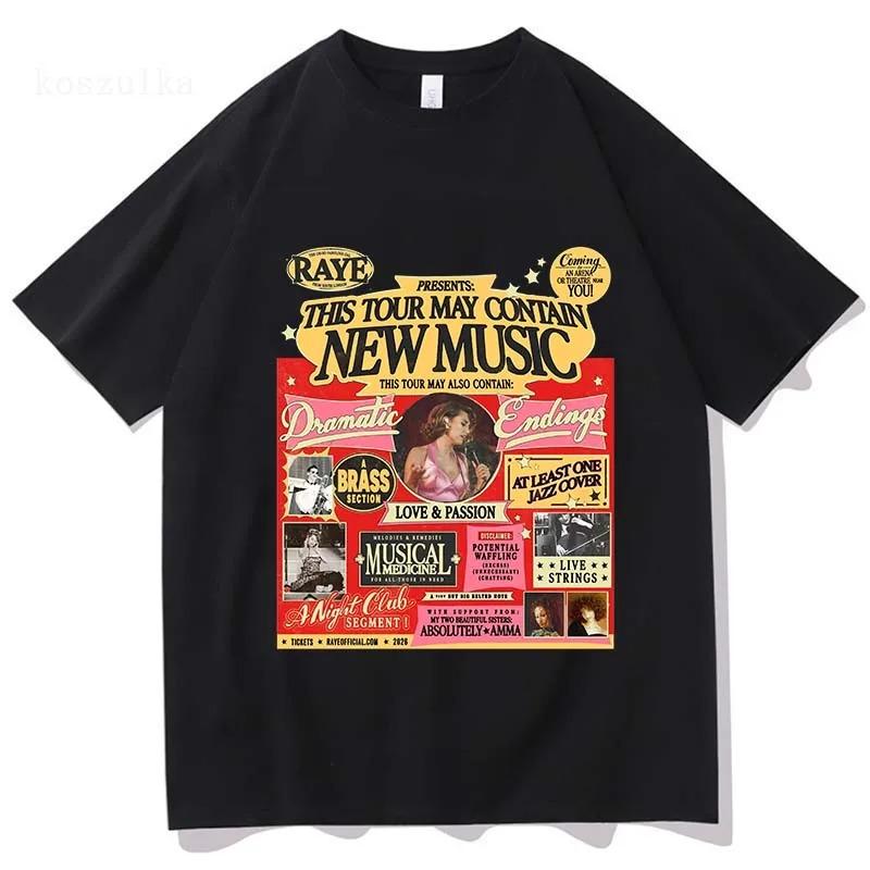 Raye 2026 Tour Globale Magliette Mercah Donna Uomo Moda Cotone Estiva Nuova Maglietta Morbida Streetwear Y2K Oversize Harajuku Top Casual
