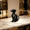 Hollow Curved Dog Sculpture Desktop Ornament, Surface Sitting Hound Figurine, Matte Housewarming Gift White One-Piece Molded for Home Office