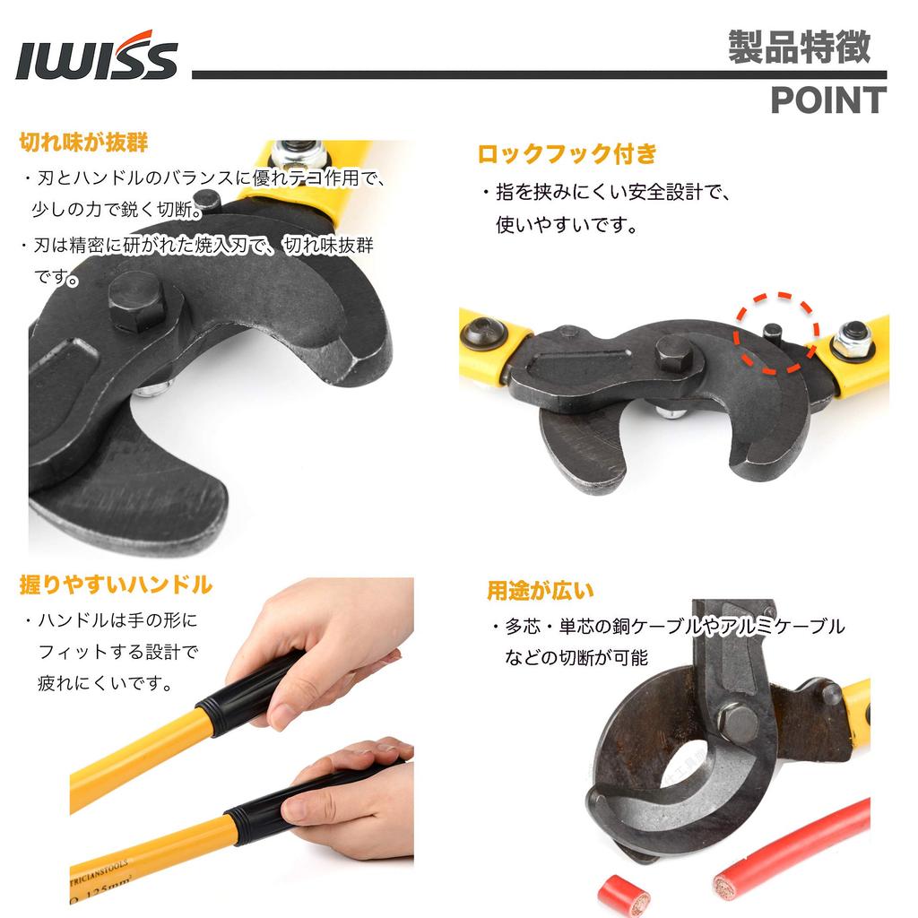 IWISS Cable for Copper and Aluminum Wires Up To 240 Sq M Heavy-Duty Cutter, LK-250 (formerly HS-250),