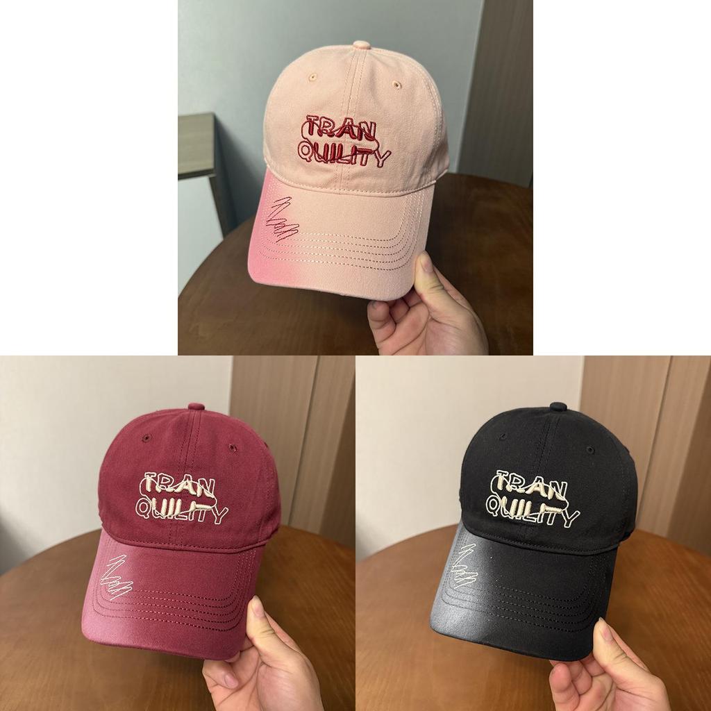 Summer Cotton Baseball Hat With Embroidered Letters For Outdoor Activities