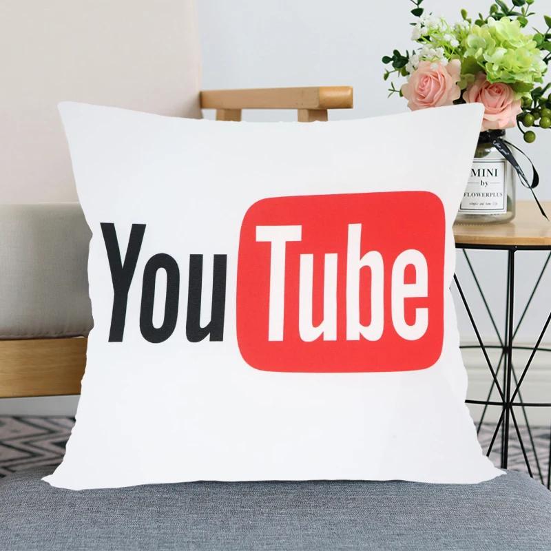 App Logo Youtube Pillowcase Bedroom Home Decorative Pillow Cover Square Zipper Pillow Cases Satin Soft Fabric 40X40Cm 45X45Cm