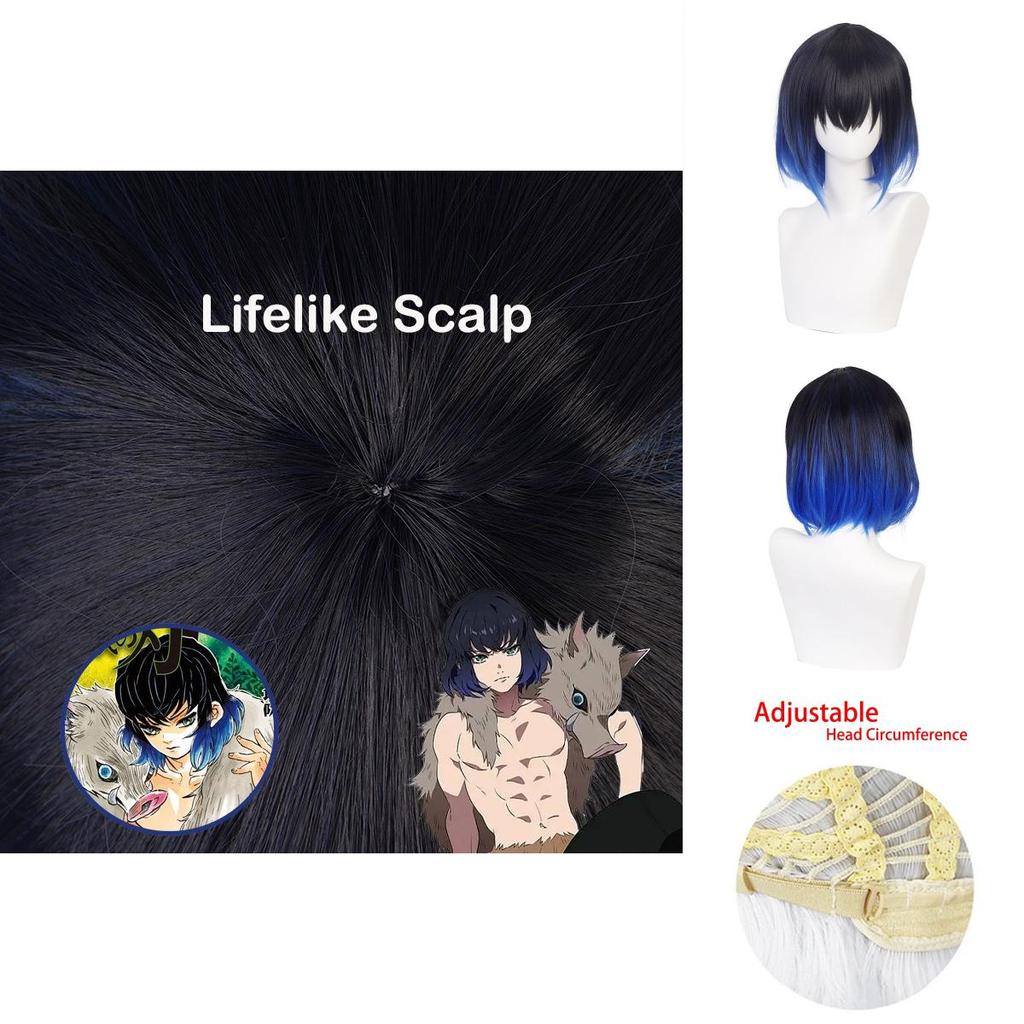 Demon Slayer Hashibira Inosuke Wig Soft And Heat-resistant Synthetic Silk Fiber For Cosplay Halloween Carnival And Comic Con