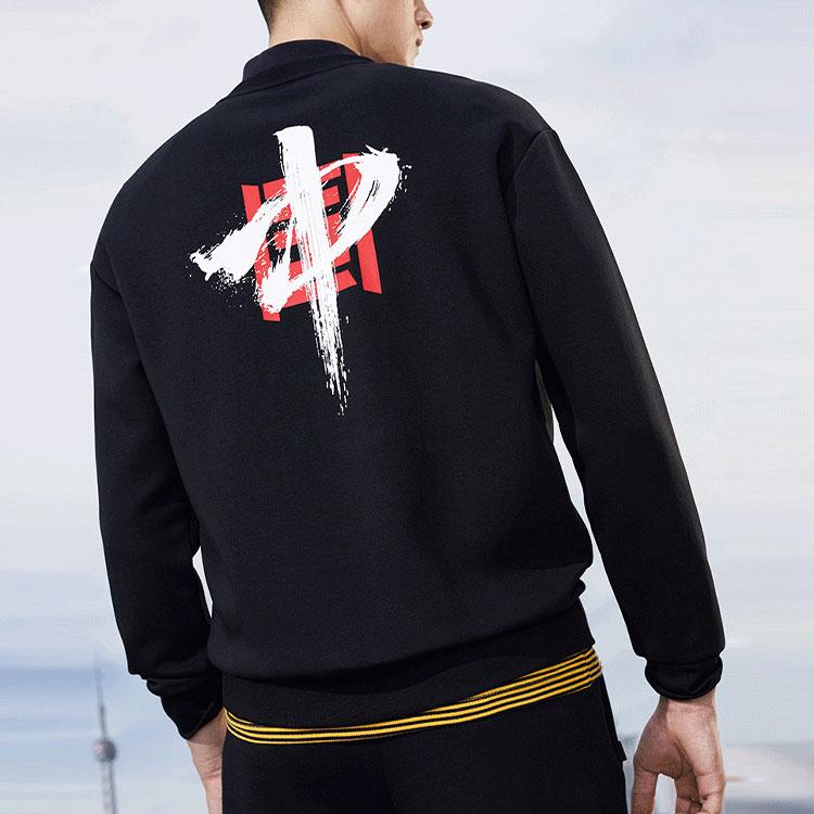 Anta Training Series Plus Velvet Loose Pullover Crew Neck Sweatshirt Men Tops Black 952137742-2