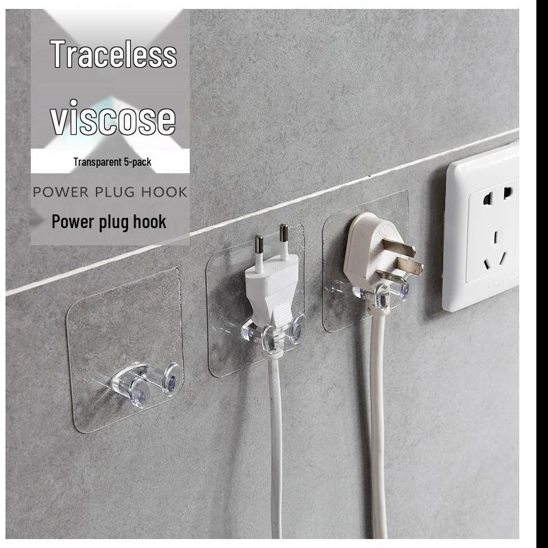 Adhesive Traceless Hook for Appliance Wires and Socket Storage