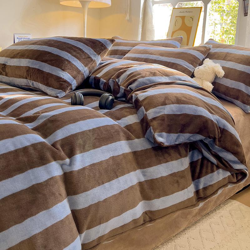 

Комплект из 4 предметов класса А для беременных и младенцев из молочного флиса, двухсторонний утолщенный коралловый флис, шапочка для кровати, флисовый пододеяльник, комплект из 3 предметов 1.8m Sheet 4pc