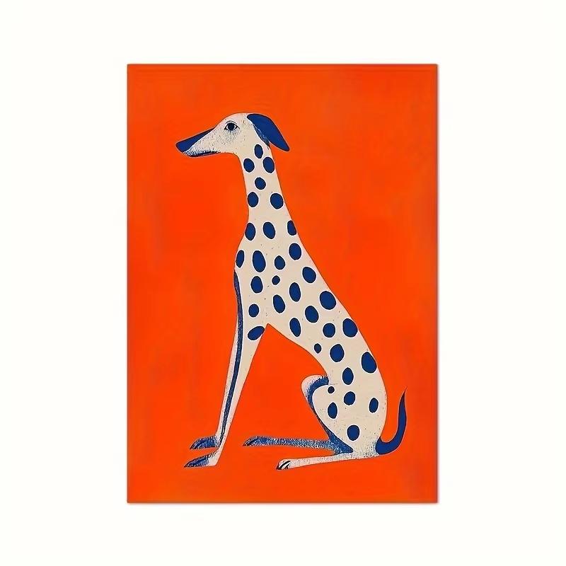

1pc Abstract Dalmatian Canvas Art Print - Vibrant Orange & Blue Modern Wall Decor for Living Room, Bedroom, Kitchen, or Bathroom (as the picture,20x30cm No Frame)