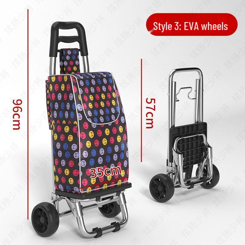 Lightweight Folding Shopping Cart: Portable Trolley for Groceries, Vegetables, and Household Items; Ideal for Elderly Use.