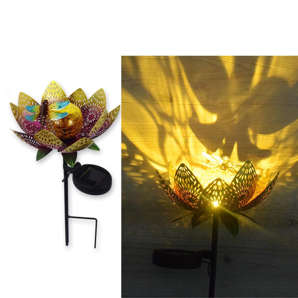 

Solar LED Wrought Iron Lotus Garden Light - Outdoor Landscape Ground Insert for Villas and Courtyards