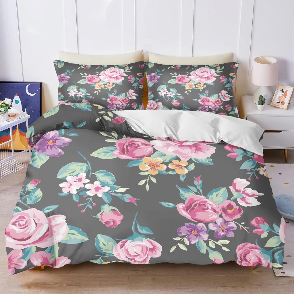 Plant Cute Flowers Bedding Set 3D Children'S Bedding Set Quilt Duvet Cover King Size Twin Covers Children Printed 100% Polyester