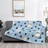 West Highland White Terrier Paw Print Blankets Westie Dog Flannel Throw Blankets Home Couch Portable Soft Warm Bedspreads