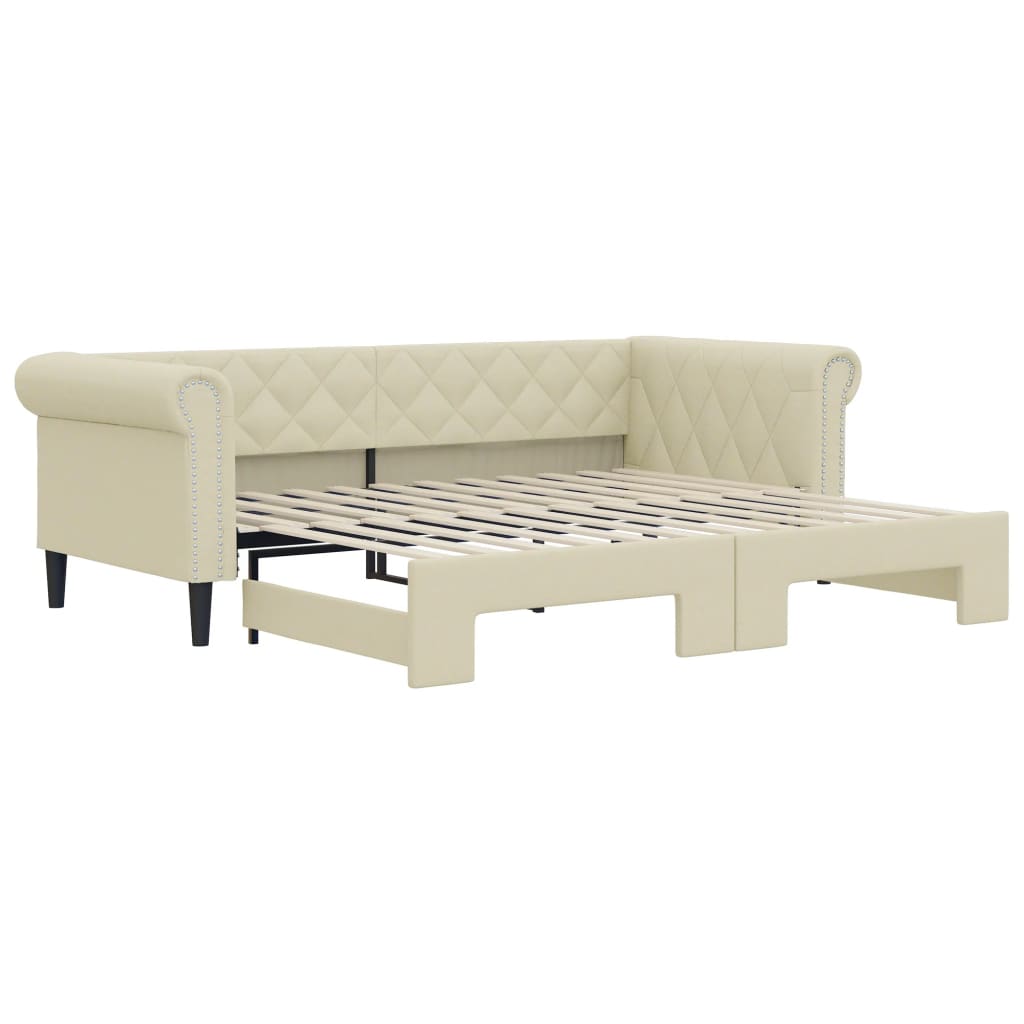 Daybed Pull out Cream 90x200 cm Faux Leather