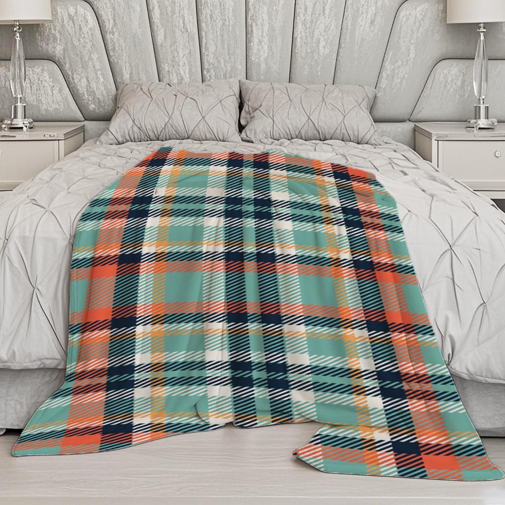 Colorful Checked Blanket Microfiber Flannel Cover Blanket Bedroom Living Room Sofa Soft And Comfortable Home Decoration