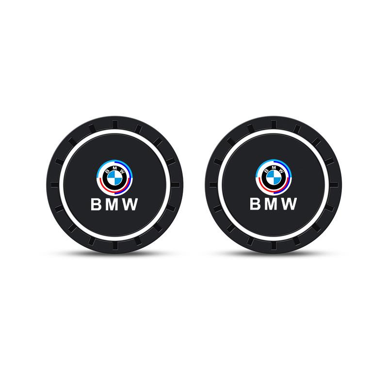 2pcs Car Water Cup Pad Car Coaster Anti-Slip Drink Holder Interior Mat For BMW 50th Anniversary E39 E46 E90 E60 F10 F11 F20 F30 WE5