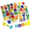 Wooden Educational Puzzle: Red & Blue Uppercase/Lowercase Letters & Numbers