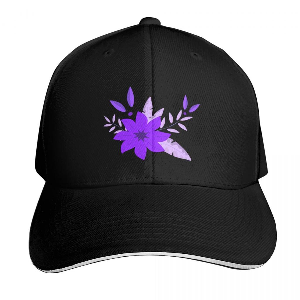 seamless fabric pattern graphic Purple flower and leafs Baseball Cap Beach Vintage Golf Hat Womens Beach Outlet Unisexs