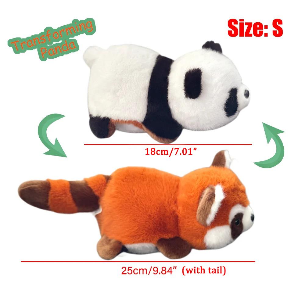 TreasuringU Double-Sided Flip Panda Toy Red Panda Transform Plush Doll 2-in-1 Raccoon Flip Change Transform Panda Pillow Gift