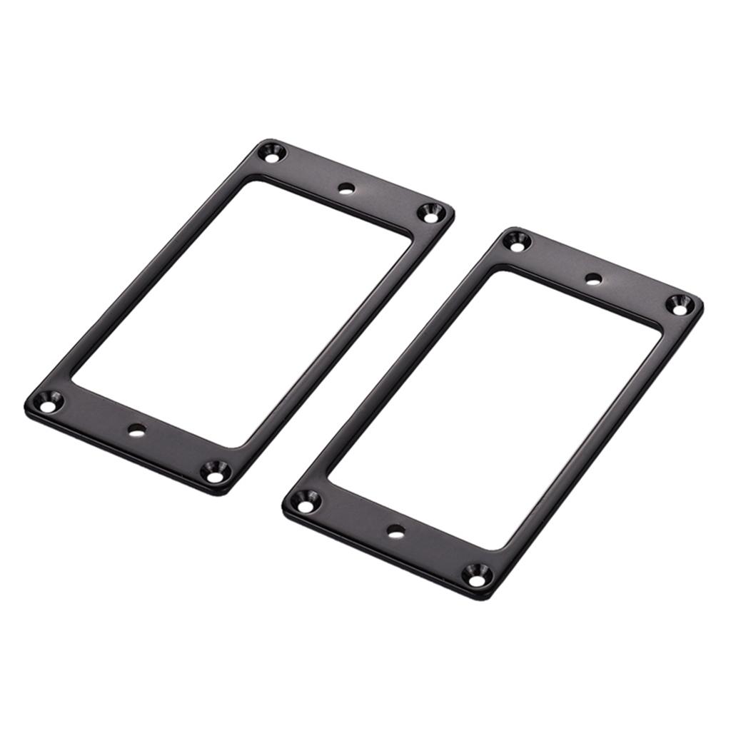2Pcs Flat Aluminum Alloy Pickup Mounting Ring Set Bridge Neck Pickups Cover Frame Replacement Parts for Electric Guitar