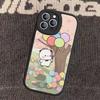 Cute Cartoon Bubu Dudu Phone Case for iPhone 16 15 14 13 Pro Max 11 12 Plus Leather Silicone Cover