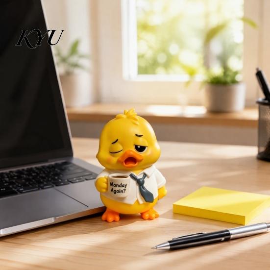 Desktop Figurine for Home Emotional Support Duck Figurine, Resin Yellow Ornament, Lovely Animal Gift Cute Statue Office Desk Decor Ornament