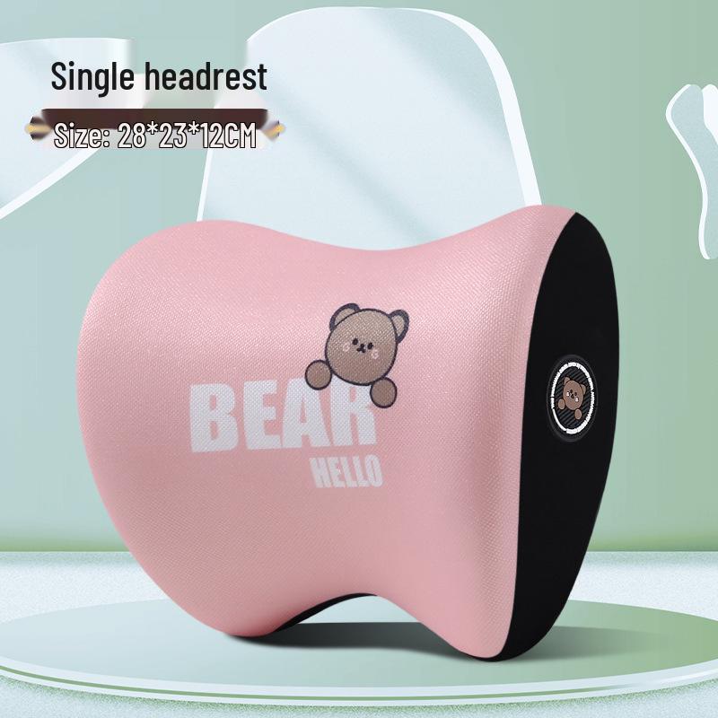 Cartoon Bear Memory Foam Lumbar & Headrest Pillow Set for Car