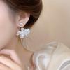 French White Petal Pearl Earrings Temperament Light Luxury Niche High Sense Elegant Versatile Earrings