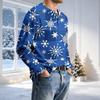 Herren Casual Rundhals Langarm T-Shirt mit Rippstruktur Weihnachtsdruck