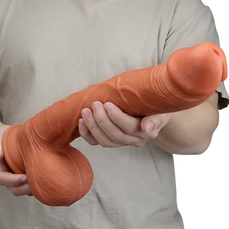 Kvinnelig dobbeltlags silikon Super lang penis Big Mac Simuleringsdildo Super tykk Super Big Dildo