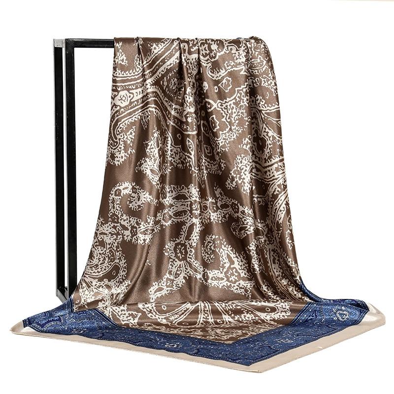 Europe And America Square Shawls Four Seasons Popular Silk Scarves Luxury Style Sunscreen Kerchief New Fashion 90X90CM Headcloth