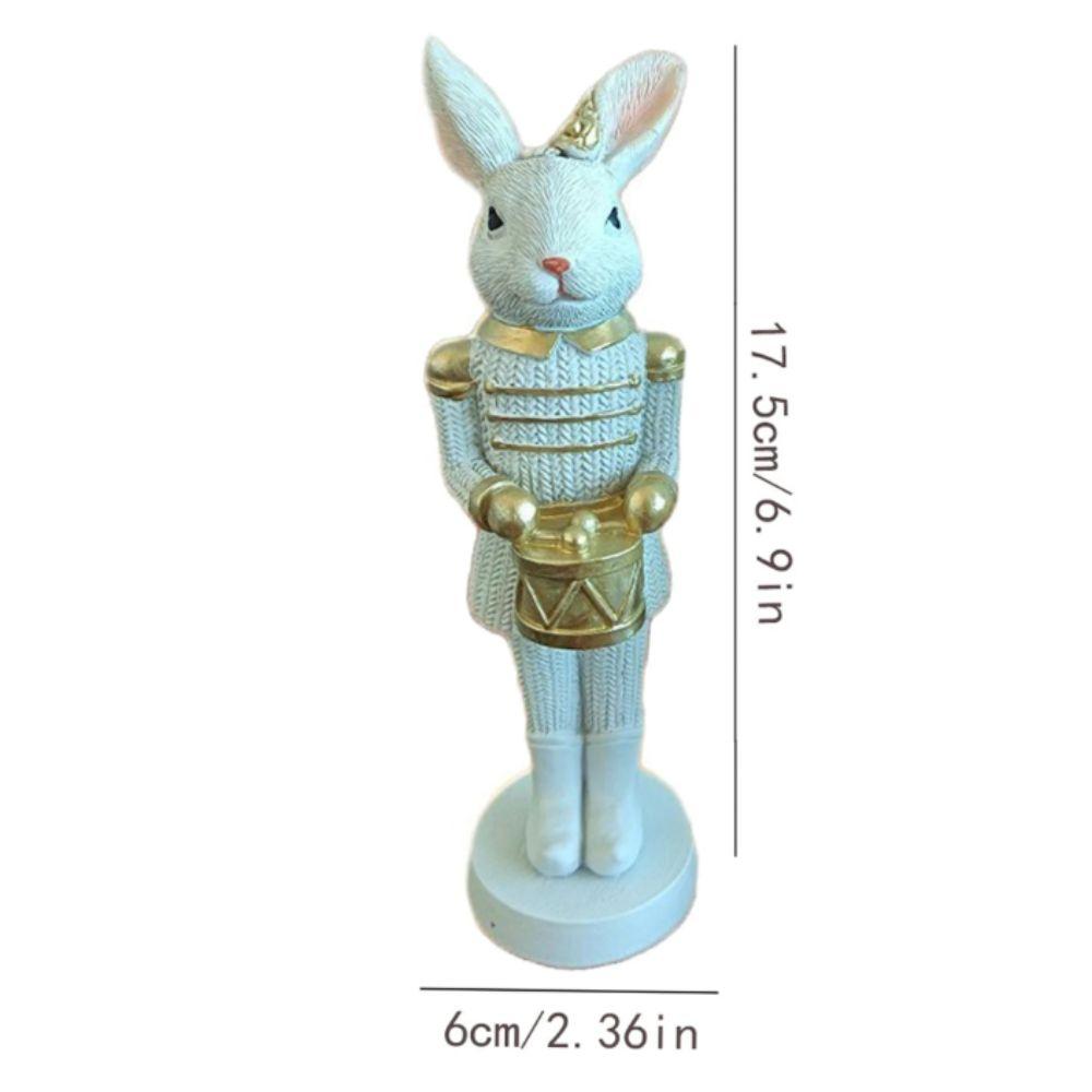 Soldier Style Nut Cracker Rabbit Resin Material Bunny Sculpture Bunny Figurines  Bookshelves Decor