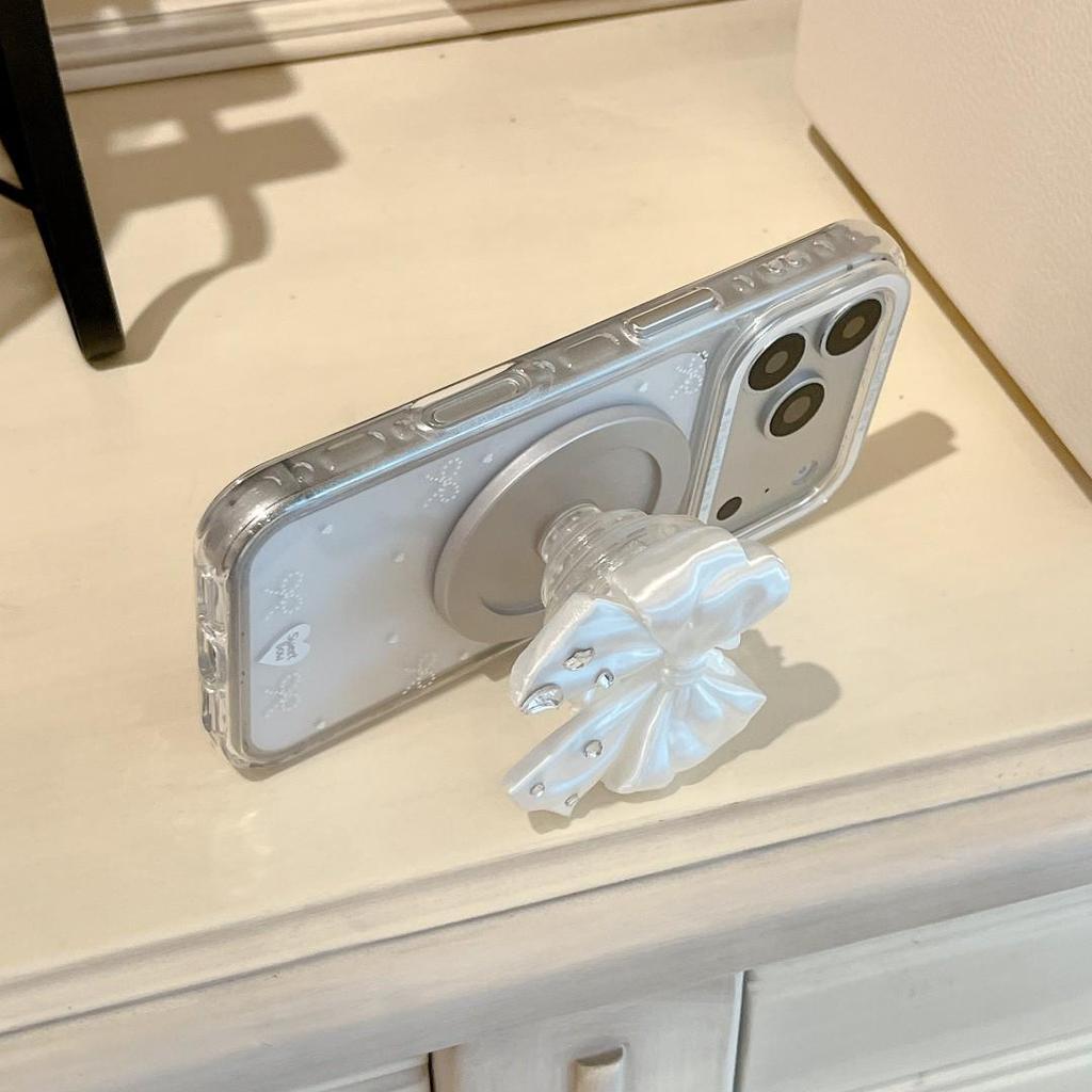 Transparent Magnetic Bow Suction Phone Case for Apple iPhone 17 Pro Max - Full Coverage, 16th Gen