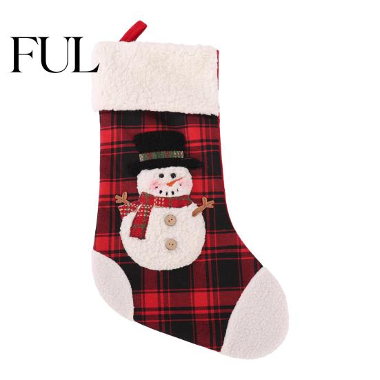 Candy Storage Bags for Christmas Red Black Plaid Stocking, 3D Cartoon Santa/Snowman/Elk/Penguin Patterns Design, Decorative Socks Winter Holidays