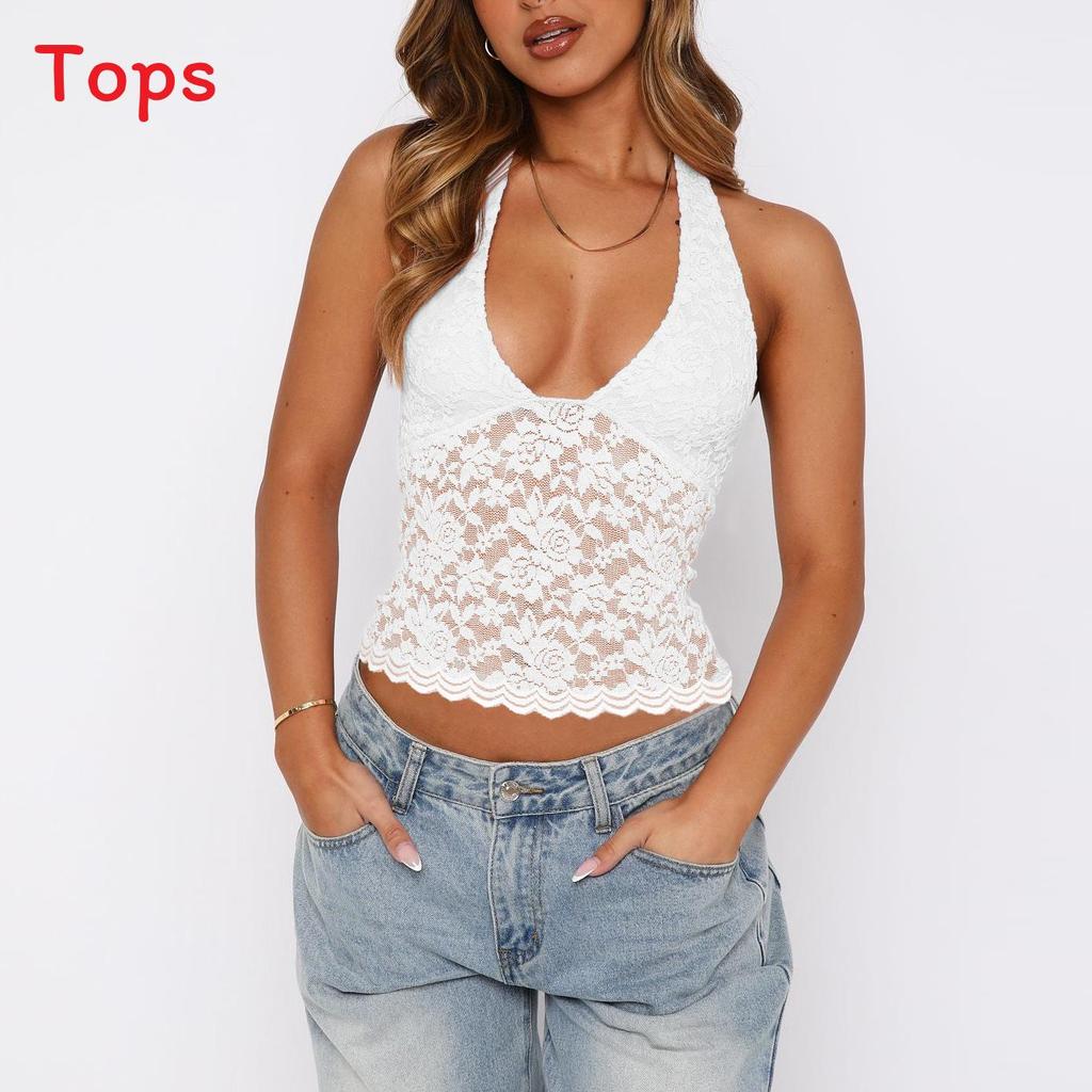Y2k Sexy Lace Cami Top With High Elasticity For Streetwear Women