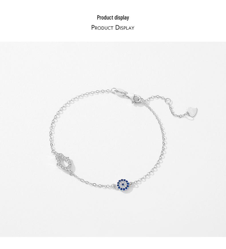 S925 Sterling Silver Blue Eyes Diamond Bracelet - Women's Korean Style, Versatile, Cute Gourd Design