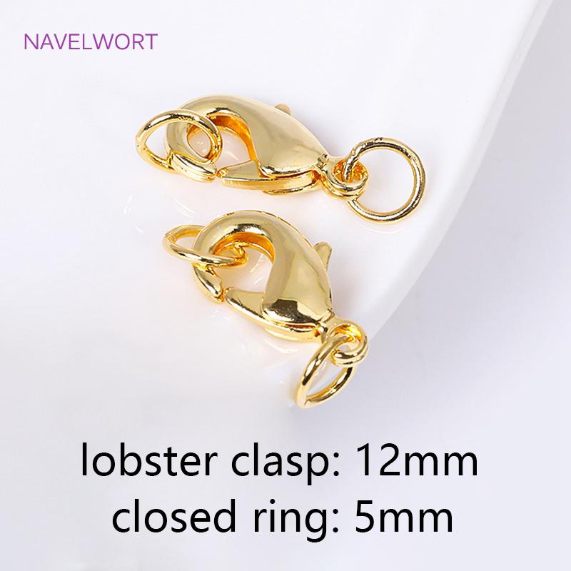 10/12mm 18K Gold Plated Brass Lobster Clasp With Closed Ring,Clasp For Jewellery,Lobster Clasp Connector,Accessories For Jewelry