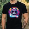 T-Shirt Herren Aquarell Coole Katze Motiv Baumwolle Größe XS bis 5XL