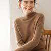 Women's Cashmere Rolled Hem Turtleneck Sweater - Thick, Double-Strand Knit, Solid Color, Short, Loose, Versatile Base Layer.