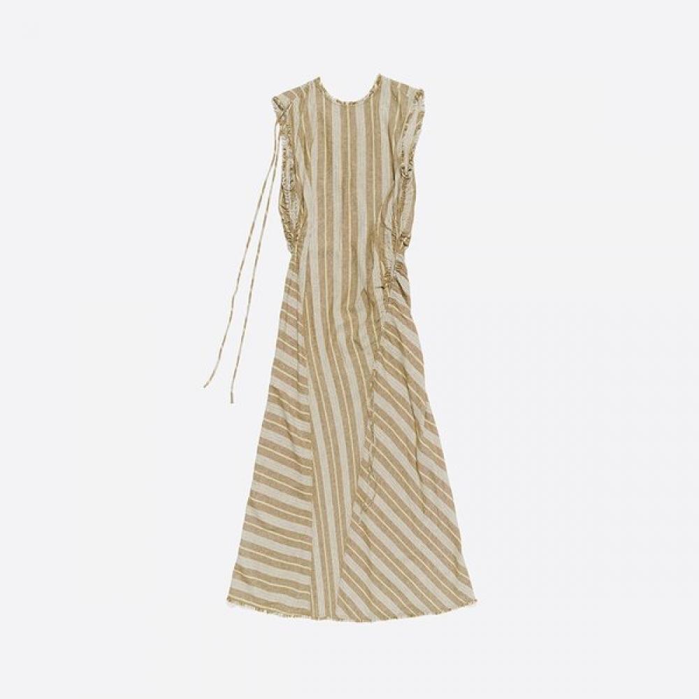 Bimba Y Lola Olive fraYed Linen Mix Dress B255awo013olb Olive/S