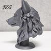 Realistische Wolfskopf-Dekoration 3D-gedruckte Figur, Statue mit runder Kunstbasis, Wildtier-Skulptur für Zuhause, Büro, Bücherregal