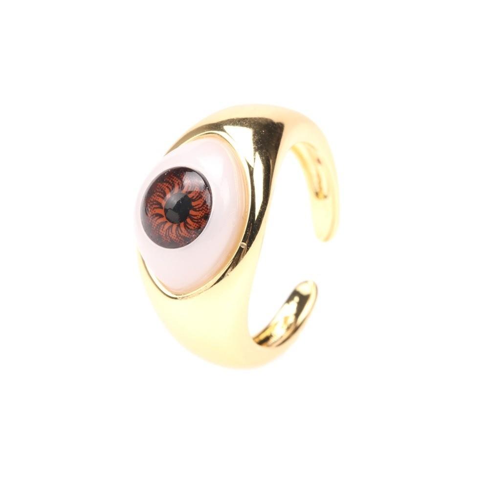 

Personalized Demon Eyes Finger Ring Copper Gold Plated Punk Eyeball Ring Resin Eyes Ring Hipster красный