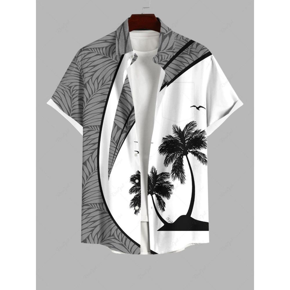 Summer Plus Size Men's Shirt 3D Print Hawaiian Shirts Button Up Beach n