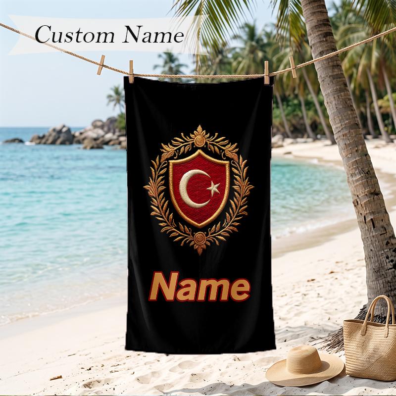 Turkish Samurai Custom Name Printed Beach Towel Personalized Soft Towel For Swimming Beach Travel