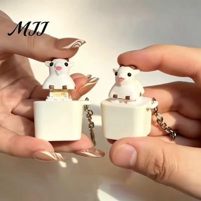 Goat Keyboard Toy 1/2Pcs Fidget with Sound, Rechargeable Sheep Finger Clicker Sound Toy, Animal Push Button Decompression Keychain for Anxiety Relief