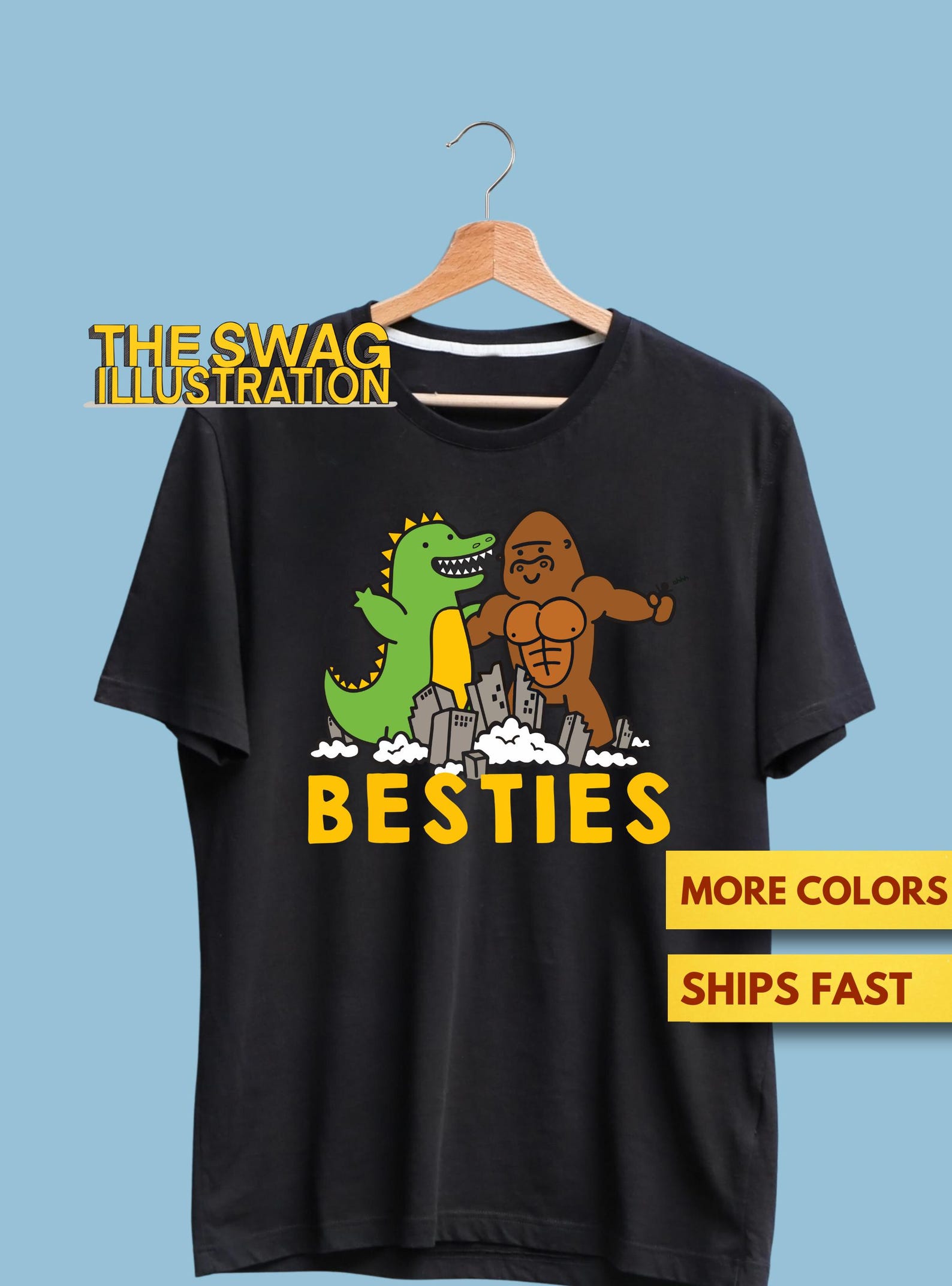 Funny Besties Godzilla King Kong Premium T shirt, Funny Besties Pun Shirt 4XL