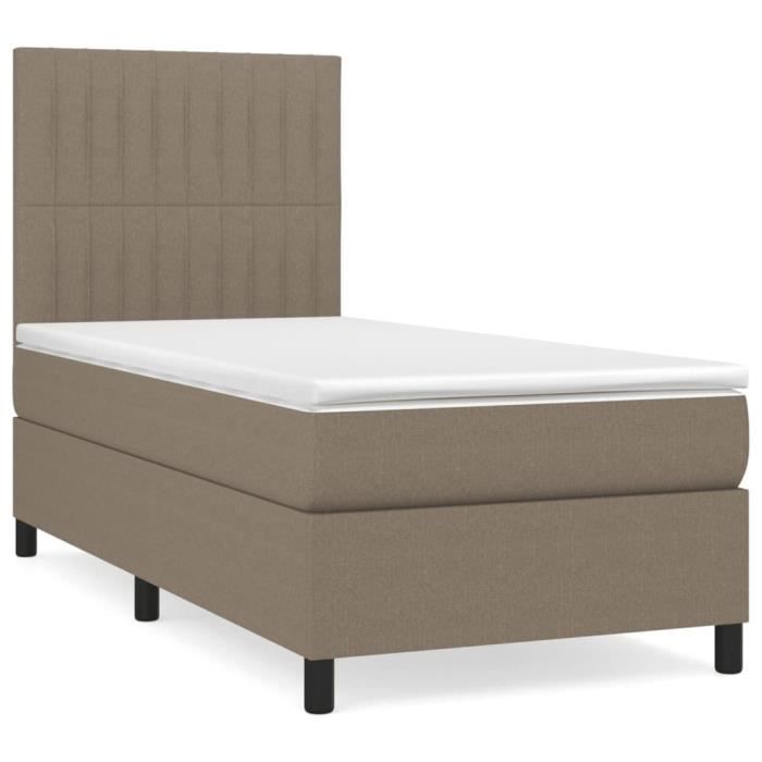 3141909 vidaXL Divan Bed with Mattress Taupe 90x200 Cm Fabric