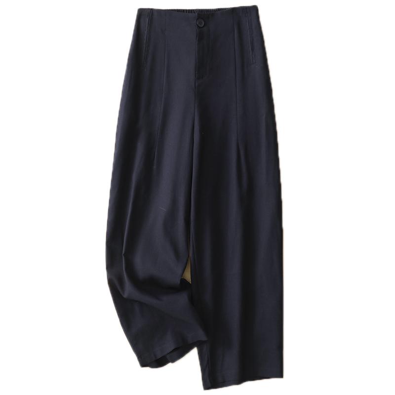 DIMANAF 2026 Summer New Plus Size Women Long Pants Cotton Linen Vintage Loose Elastic Waist Casual Lady Bottoms Clothing
