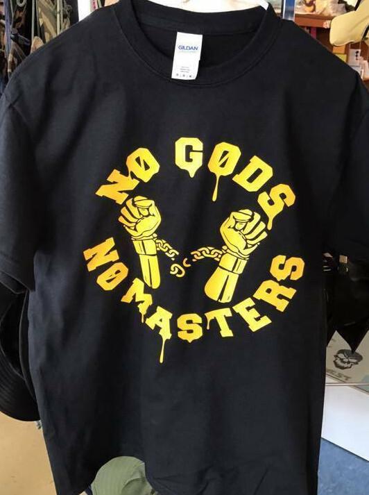 No Gods No Masters handcuffs t-shirt Tee Anarchy anarchist L