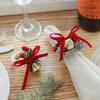 Festive Woven Handmade Napkin Ring with Red Fruit Pinecone Christmas Table Decoration  Party Favors