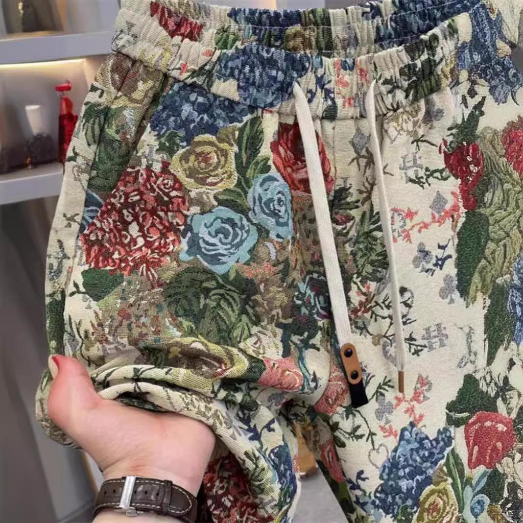 Herren 2024 Trendige Blumige Rosen Freizeitshorts